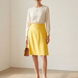 Vintage Simon Chang Yellow Button Aline Skirt | Size 12